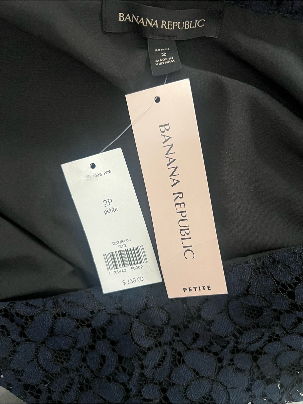 Banana Republic Navy Blue Lace Midi Dress Off The Shoulder Cocktail Sz 2P NWT - Picture 4 of 6